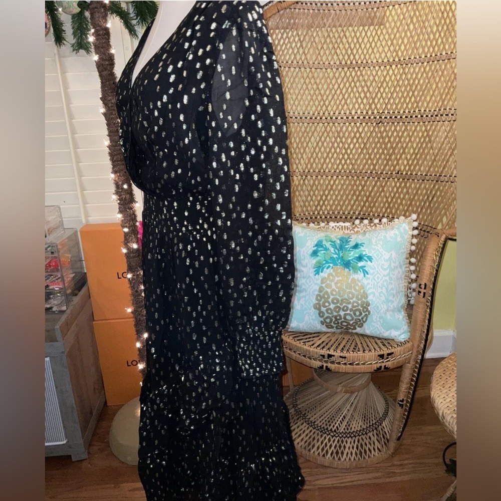 Lilly Pulitzer NWT Cristiana Midi Dress Onyx Metallic Clip $328 Size 6,8,12 - Picture 10 of 14